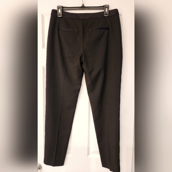 EQUIPMENT Femm Black Tuxedo Wool/ Satin Stripe Ankle Trousers Size 4 - Picture 6 of 13